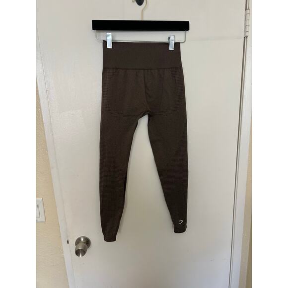 Gymshark Vital Seamless Leggings Brown Small High Rise Compression Athleisure - Picture 3 of 13